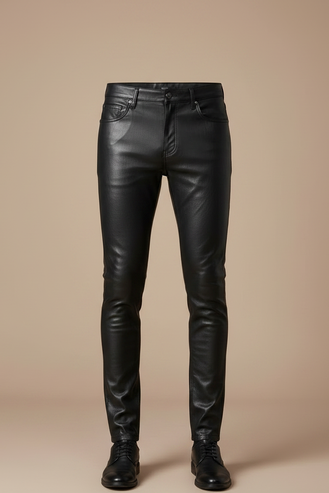Pantalon Cuir Noir Homme - vue 3