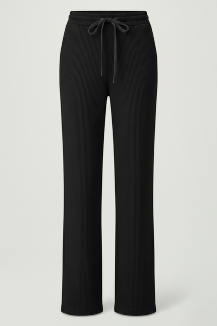 Pantalon Noir Côtelé Ample Décontracté Femme - Maille - vue 3