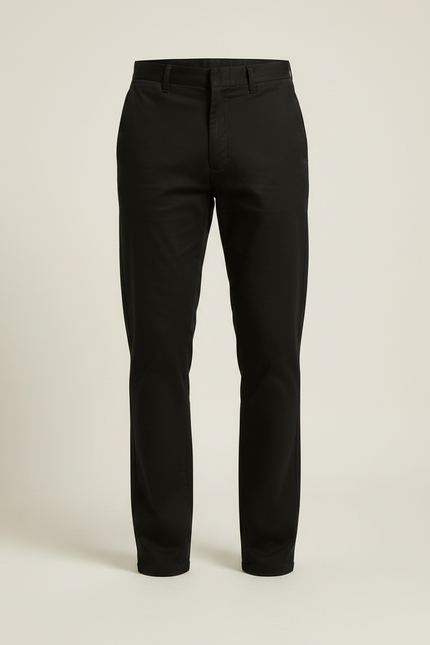 Pantalon Noir Décontracté Homme Coton Droit - vue 3