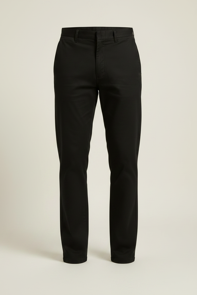Pantalon Noir Décontracté Homme Coton Droit - vue 3