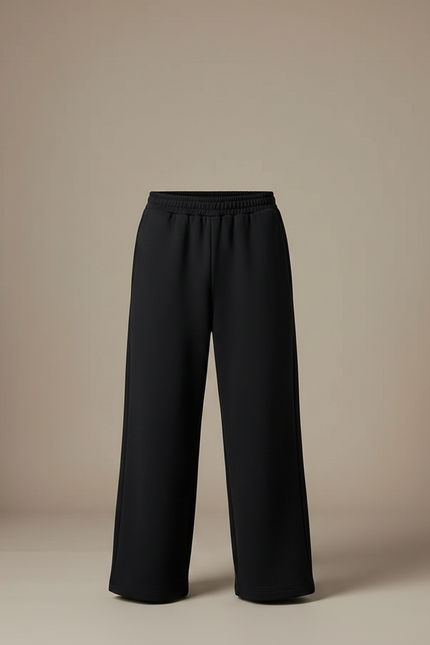 Pantalon Noir Ample Décontracté Taille Élastique - Molleton - vue 3
