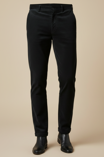 Pantalon Noir Homme Velours Côtelé Décontracté Droit - Cordé - vue 3