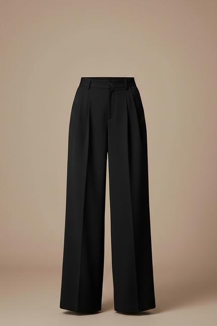 Pantalon Taille Haute Fluide Noir - Polyester - vue 3