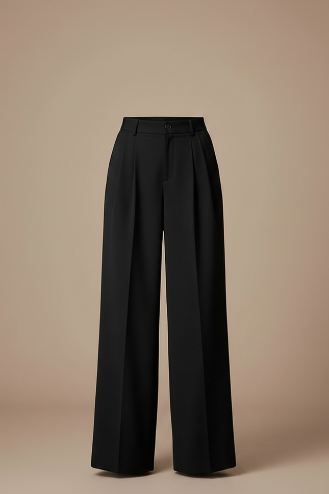 Pantalon Taille Haute Fluide Noir - Polyester - vue 3