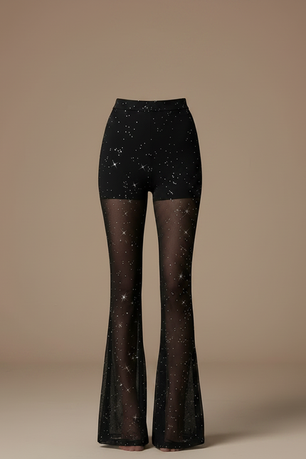 Pantalon Noir Filet A Strass - Maille - vue 3