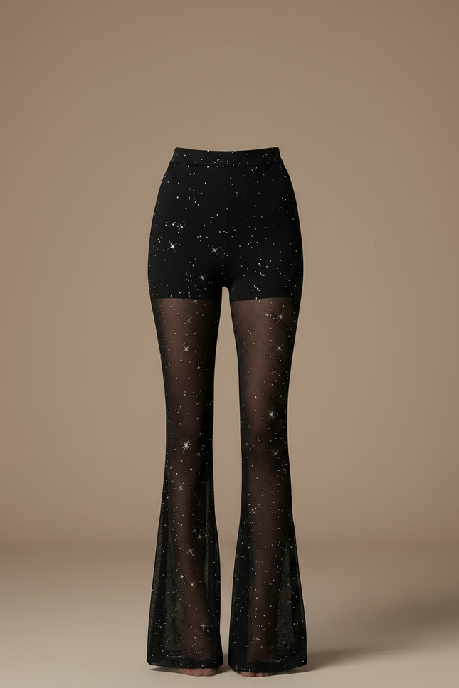 Pantalon Noir Filet A Strass - Maille - vue 3