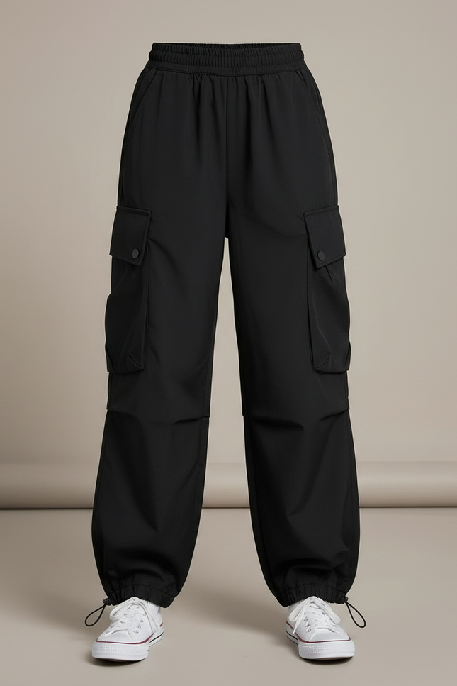 Pantalon Noir Cargo Ample Décontracté Enfant Fille - Polyester - vue 3