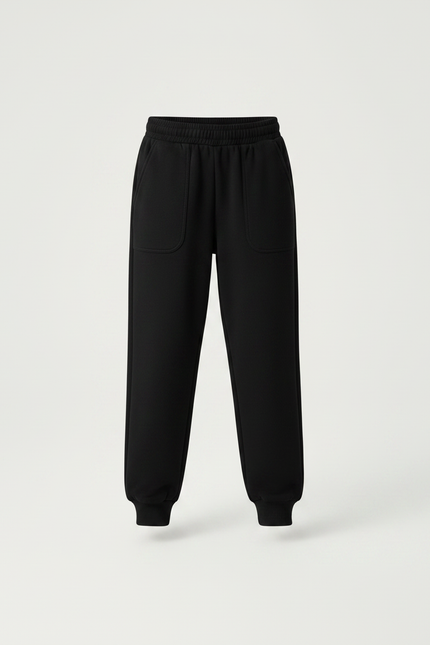 Pantalon Noir Enfant Molletonné Décontracté Confortable - vue 3