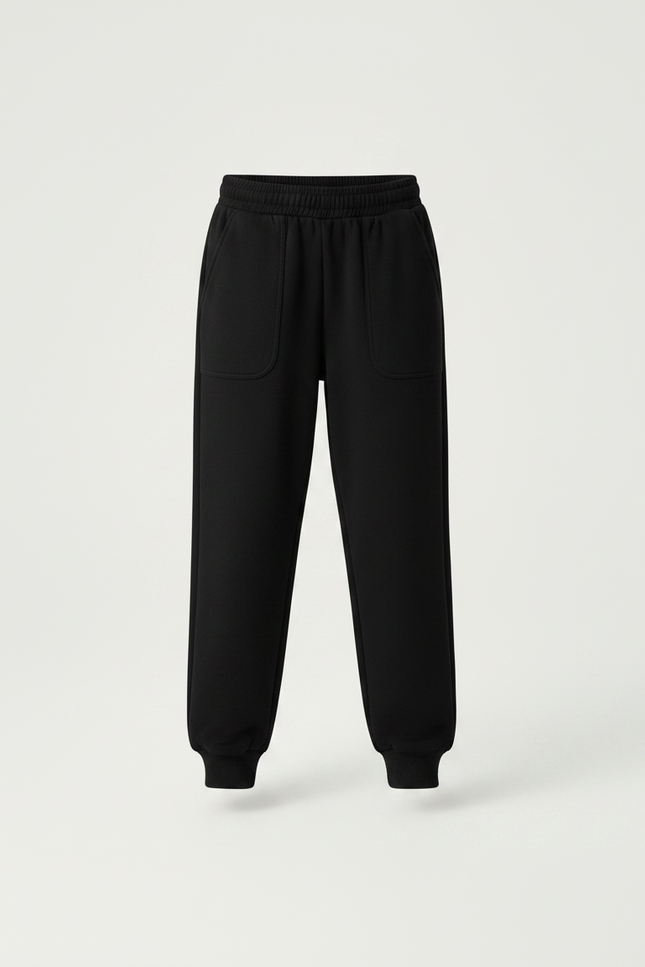 Pantalon Noir Enfant Molletonné Décontracté Confortable - vue 3
