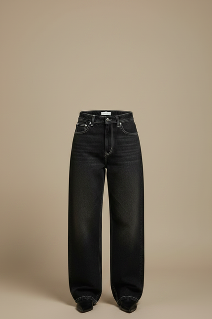 Pantalon Noir Ample Denim Décontracté Femme - Jean - vue 3