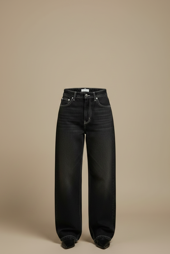 Pantalon Noir Ample Denim Décontracté Femme - Jean - vue 3
