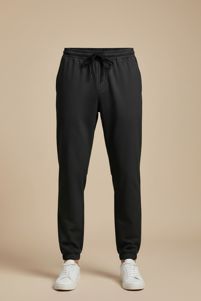 Pantalon Noir Jogging Sportif Ajusté Décontracté - Polyester - vue 3
