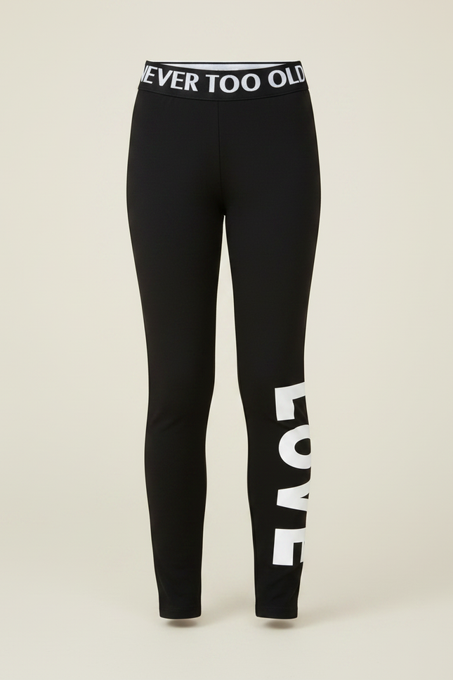 Pantalon Noir Fille Slim Imprimé Sport Décontracté - Polyester - vue 3