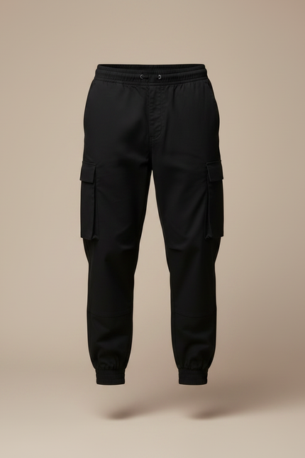 Pantalon Noir Cargo Cordon Ajusté Homme - Polyester - vue 3