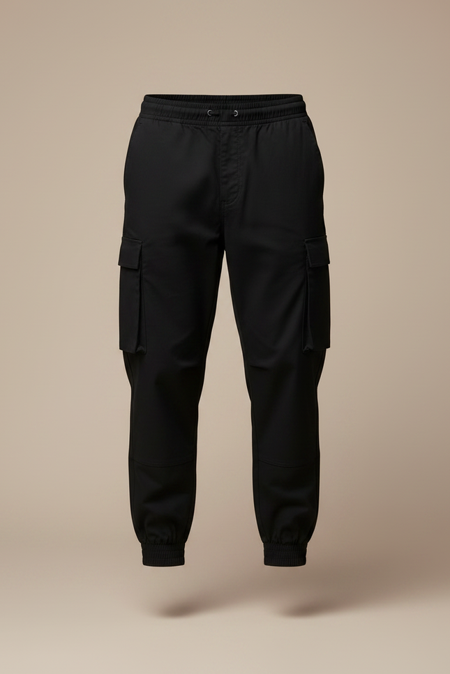 Pantalon Noir Cargo Cordon Ajusté Homme - Polyester - vue 3
