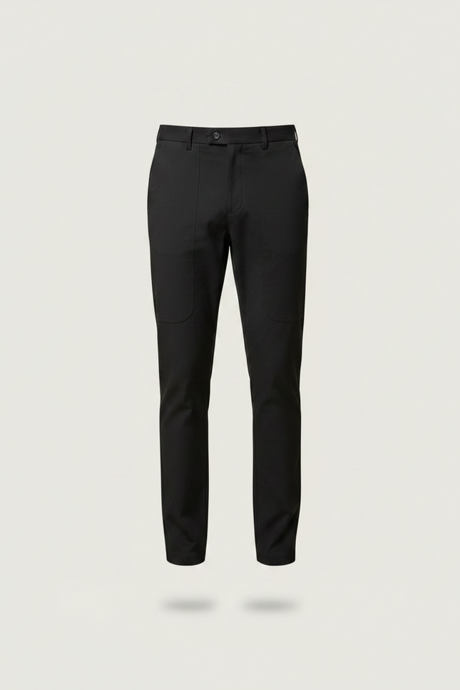 Pantalon Noir Homme Coton Ajusté Décontracté - vue 3