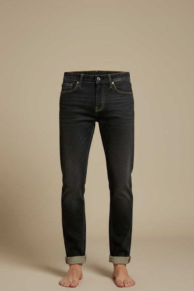 Pantalon Noir Décontracté Homme Coupe Droite - Jean - vue 3