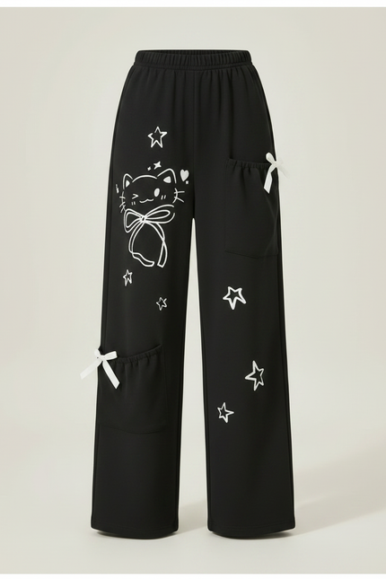 Pantalon Noir Imprimé - Molleton - vue 3