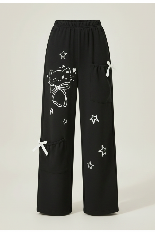 Pantalon Noir Imprimé - Molleton - vue 3