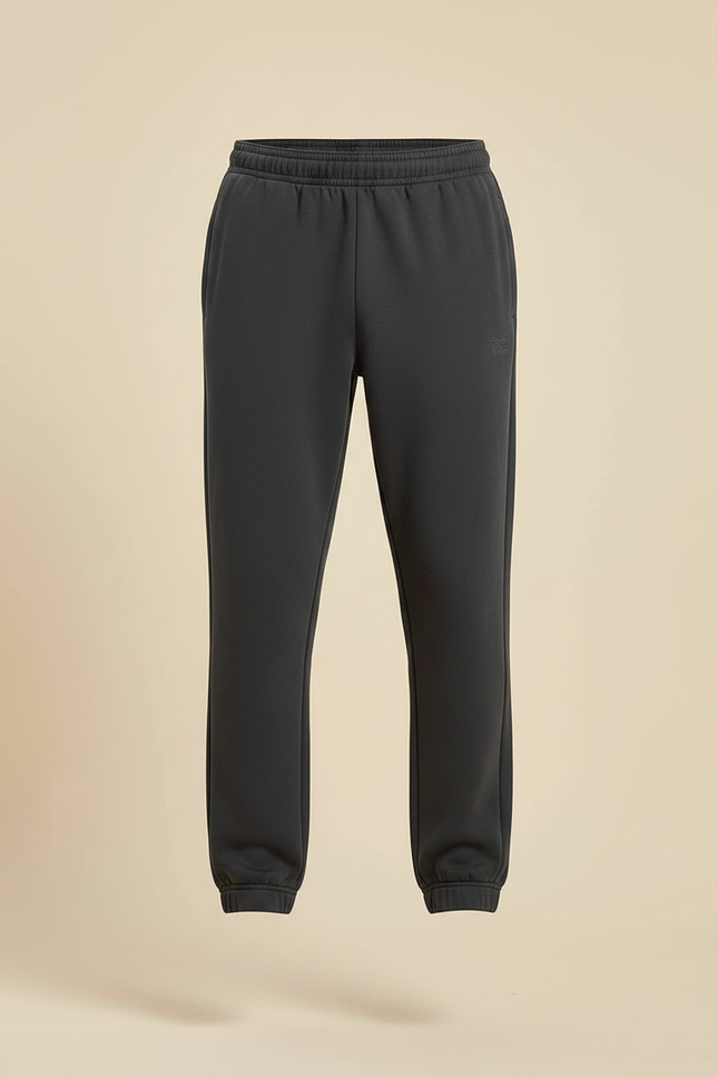 Pantalon Noir Homme Sportif Décontracté Ajusté Coton - Gris Molleton - vue 3