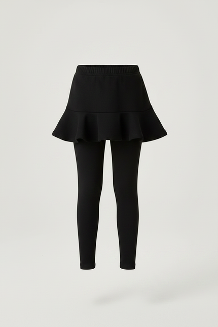Pantalon Noir Legging Jupe Plissée Fille Confortable - Maille - vue 3
