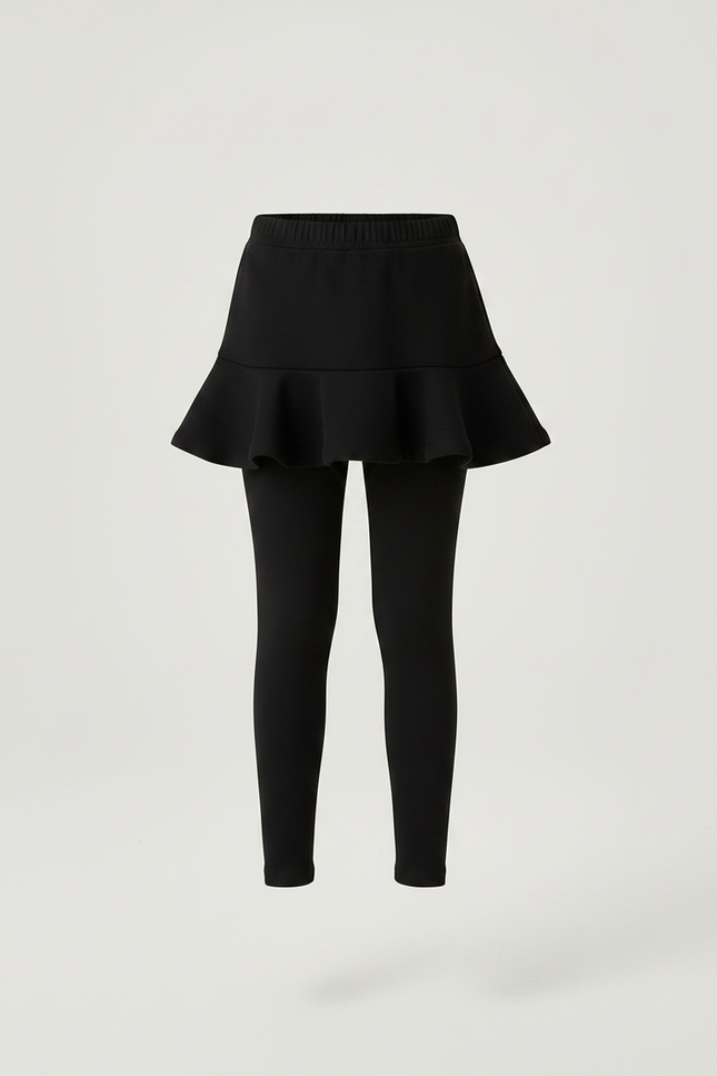 Pantalon Noir Legging Jupe Plissée Fille Confortable - Maille - vue 3