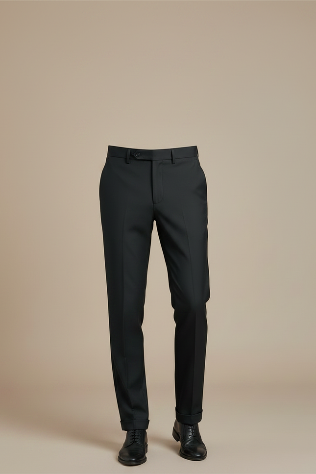 Pantalon Noir Homme Élégant Slim Formel Droit - Gabardine - vue 3