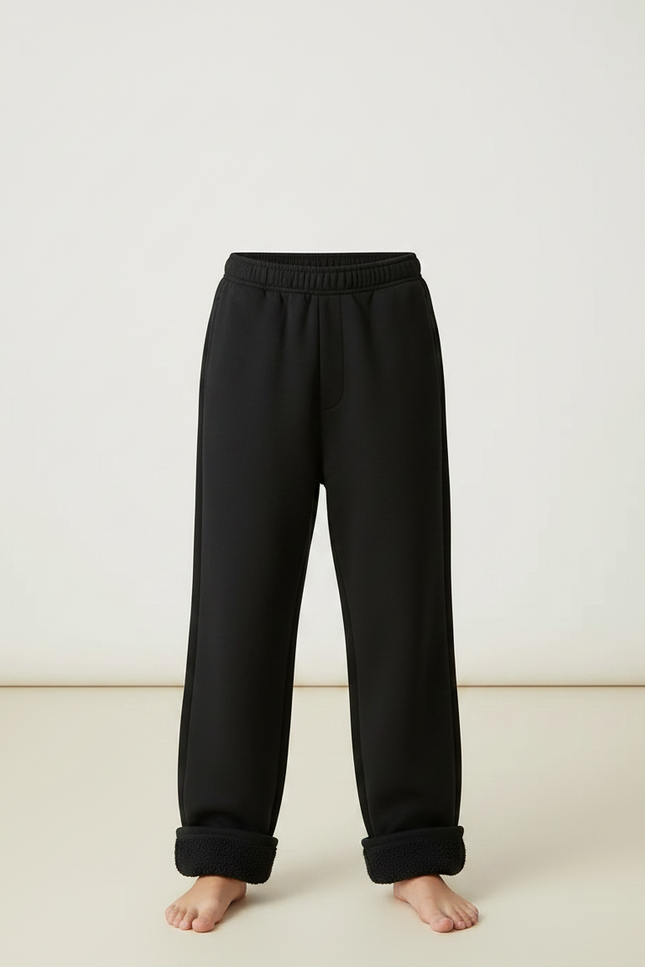 Pantalon Noir Doublé Polaire Hiver Enfant Ample - Molleton - vue 3