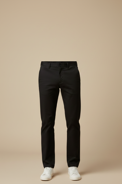 Pantalon Noir Chino Droit Coton Décontracté Homme - vue 3