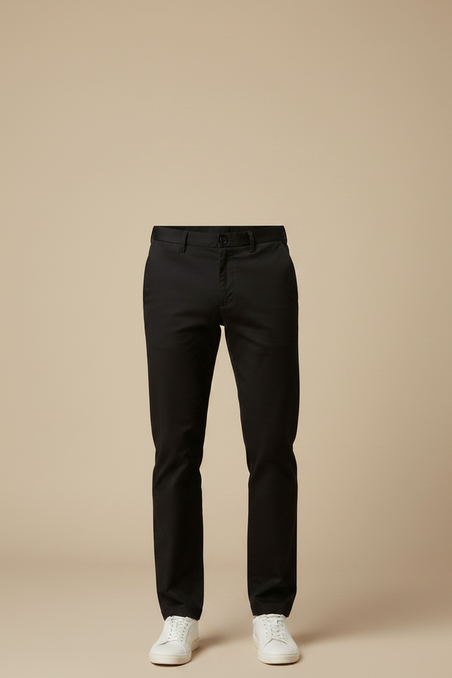 Pantalon Noir Chino Droit Coton Décontracté Homme - vue 3