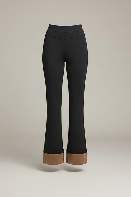 Pantalon Noir Évasé Taille Haute - Maille - vue 3