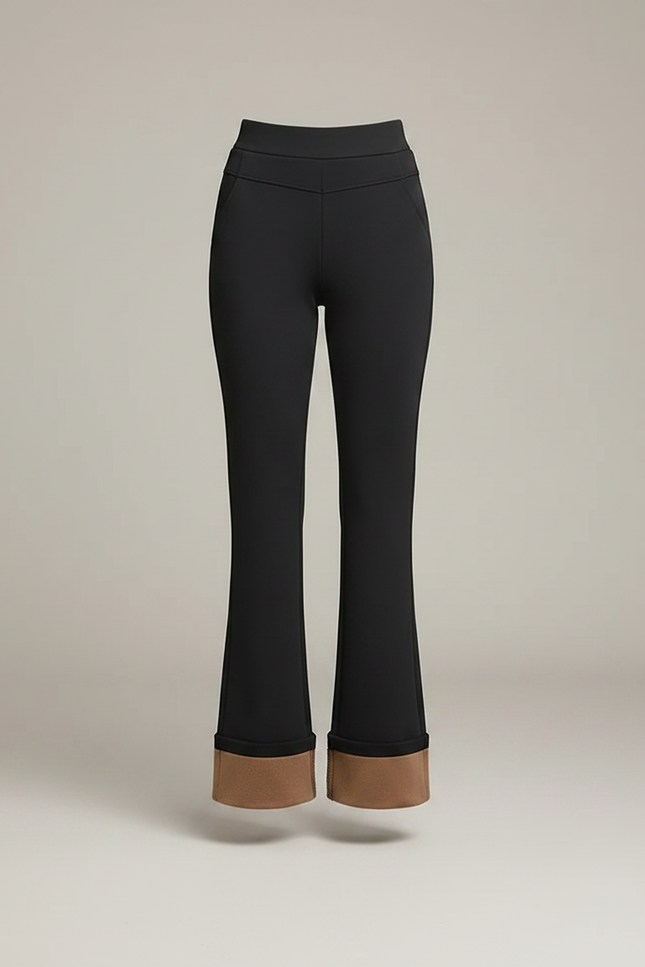Pantalon Noir Évasé Taille Haute - Maille - vue 3