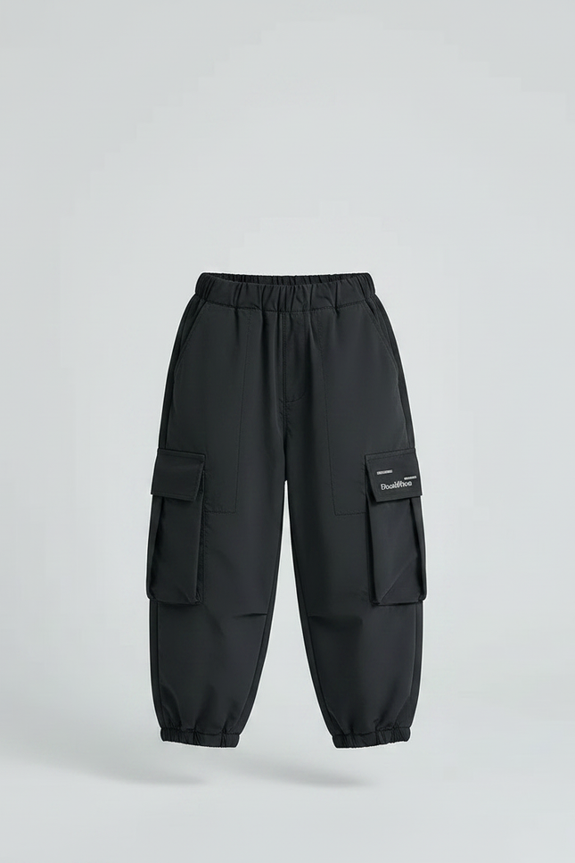 Pantalon Noir Cargo Molletonné Ample Confortable Enfant - vue 3