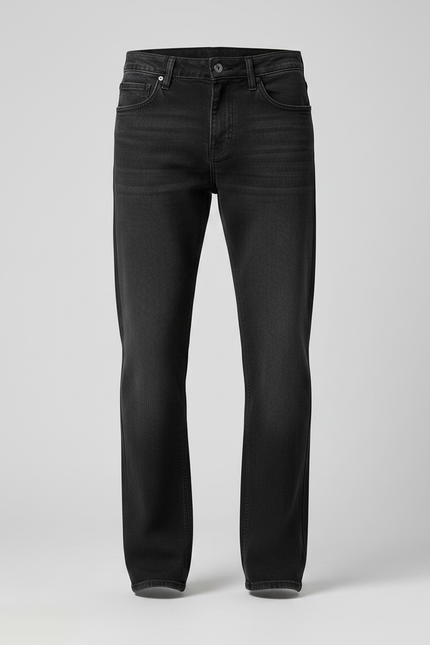 Pantalon Noir Denim Droit Décontracté Homme - Jean - vue 3