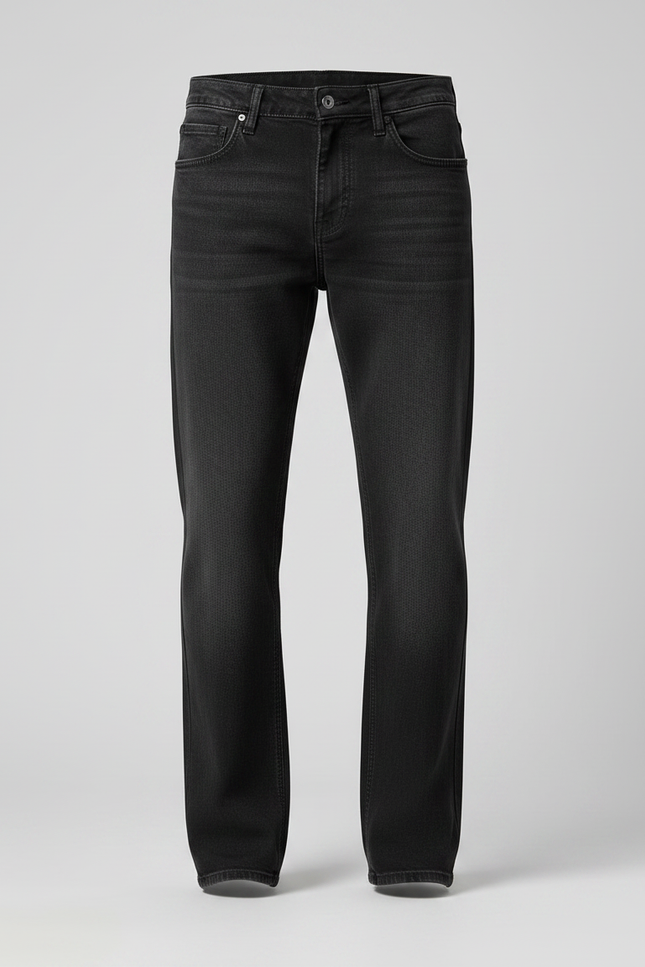 Pantalon Noir Denim Droit Décontracté Homme - Jean - vue 3