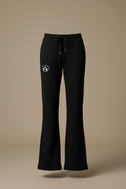 Pantalon Noir Évasé Brodé Cordon Décontracté Femme - Molleton - vue 3