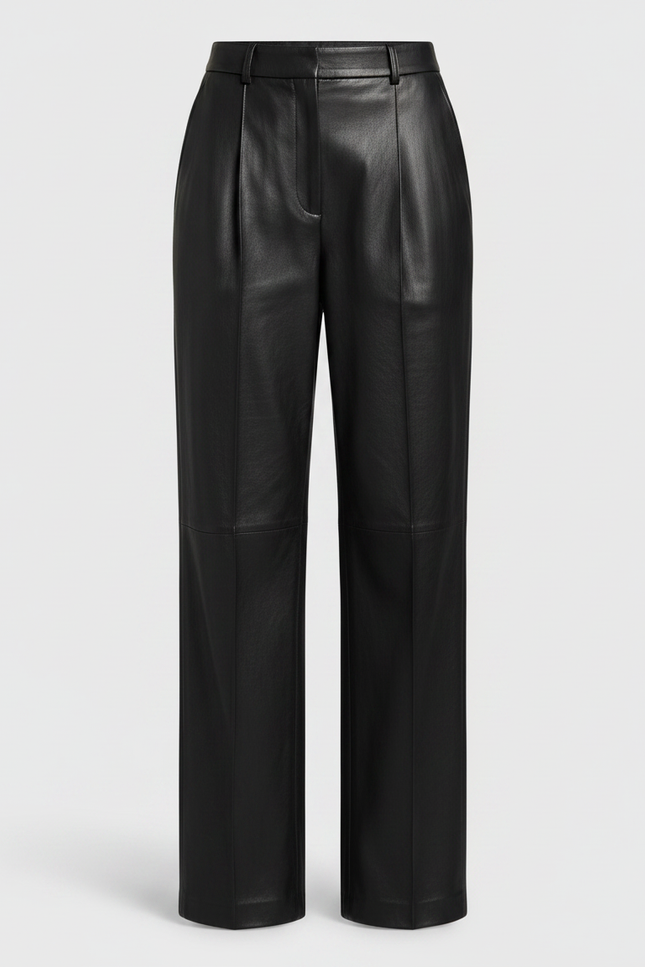 Pantalon Noir Similicuir Ample Droit Taille Haute - Simili cuir - vue 3