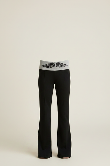 Pantalon Noir Évasé Confortable Ailes Fille - Molleton - vue 3