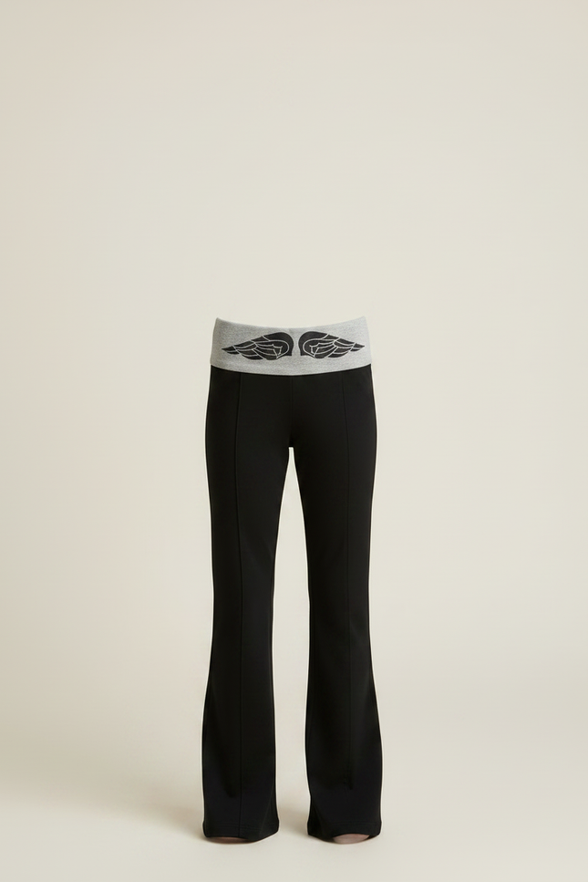 Pantalon Noir Évasé Confortable Ailes Fille - Molleton - vue 3