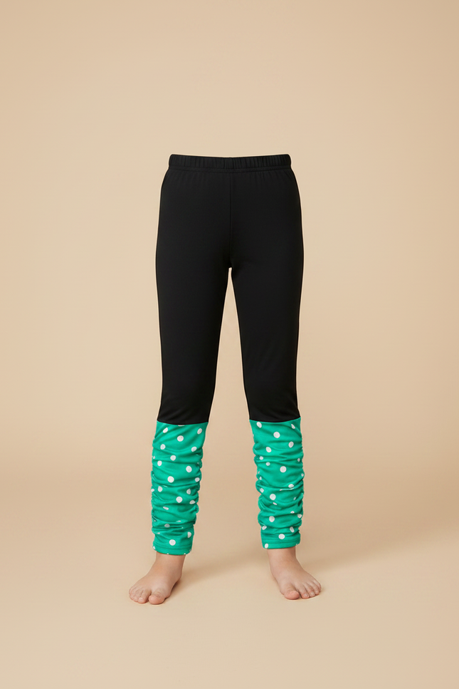 Pantalon Noir Fille Polka Dots Vert Confortable - Polyester - vue 3