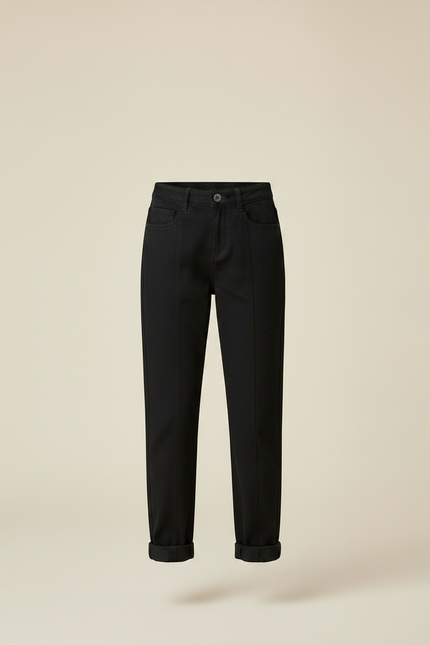 Pantalon Noir Droit Couture Apparente Fille Décontracté - Toile - vue 3