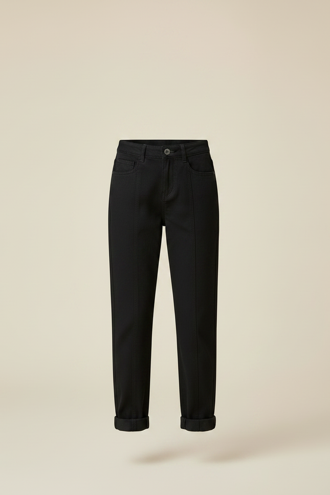 Pantalon Noir Droit Couture Apparente Fille Décontracté - Toile - vue 3