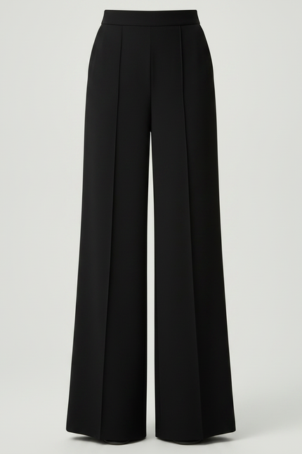 Pantalon Noir Large Fluide Taille Haute Femme - Viscose - vue 3