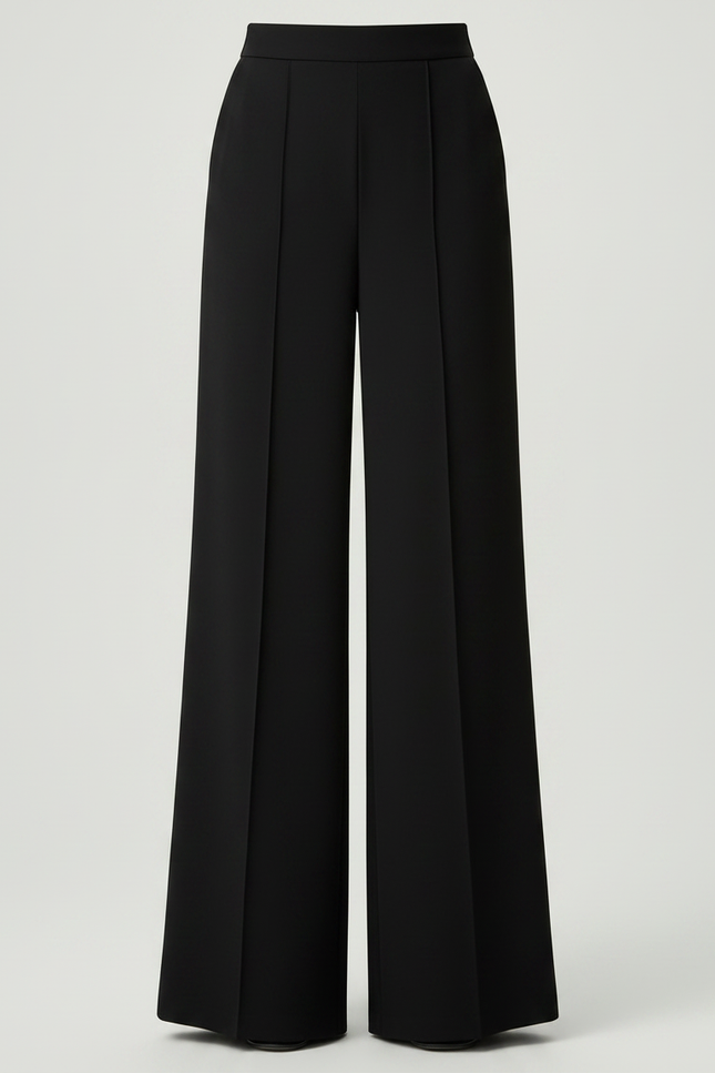 Pantalon Noir Large Fluide Taille Haute Femme - Viscose - vue 3