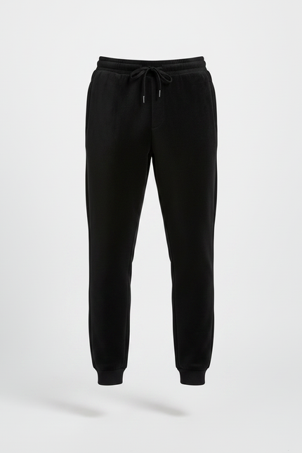 Pantalon Noir Molletonné Confortable Cordon Sport - vue 3