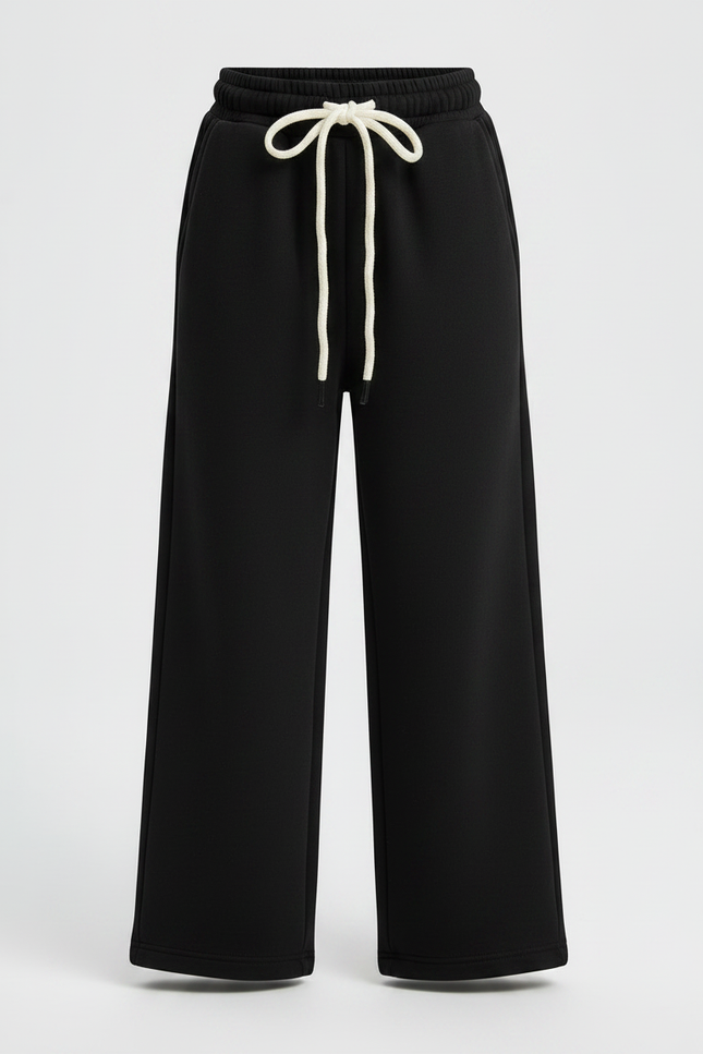 Pantalon Noir Ample Cordon Polaire Fille - Molleton - vue 3