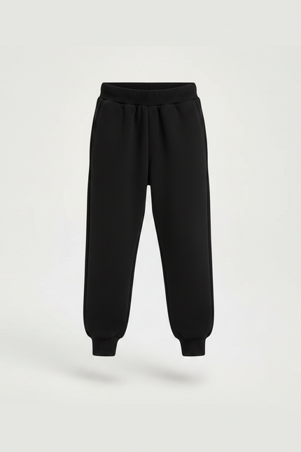 Pantalon Noir Enfant Sport Jogging Confortable Coton - Molleton - vue 3