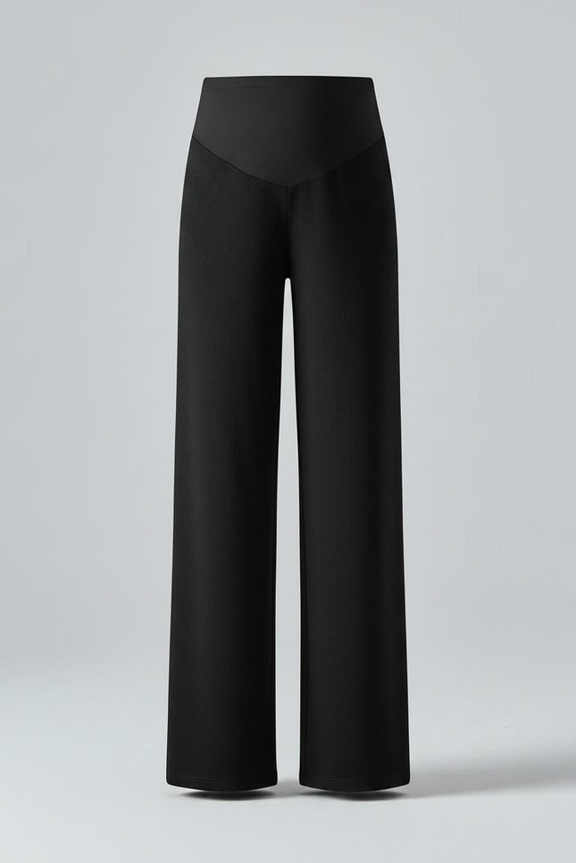 Pantalon Noir Ample Élastique Grossesse Confortable - Maille - vue 3