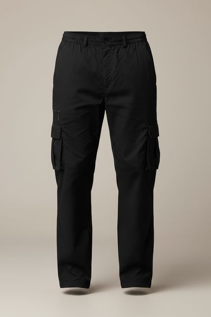 Pantalon Noir Cargo Ample Décontracté Homme - Toile - vue 3
