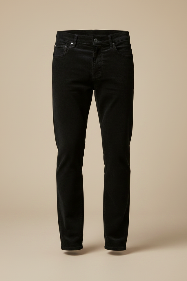 Pantalon Noir Côtelé Homme Slim Stretch - Cordé - vue 3